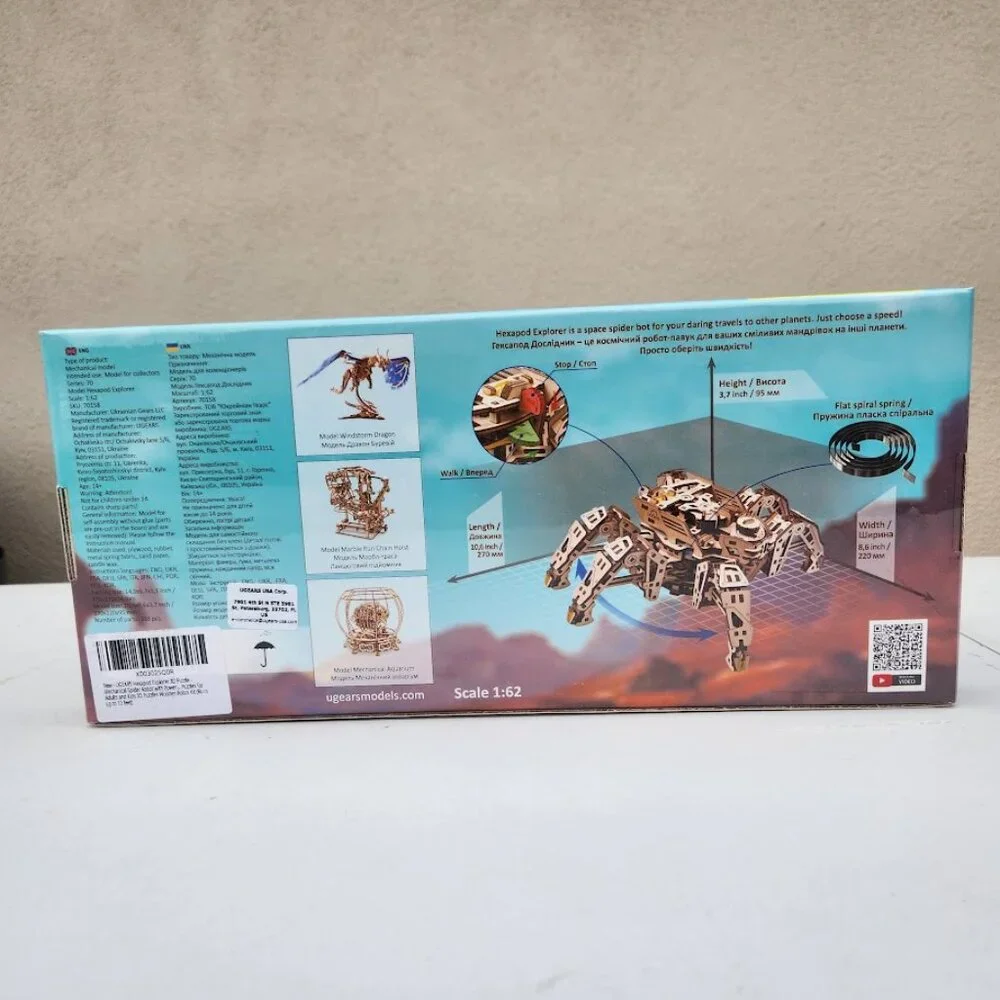 NEW Ugears Hexapod Wooden 3D Puzzle Walking Robot Model Kits Spider Gift Real wa